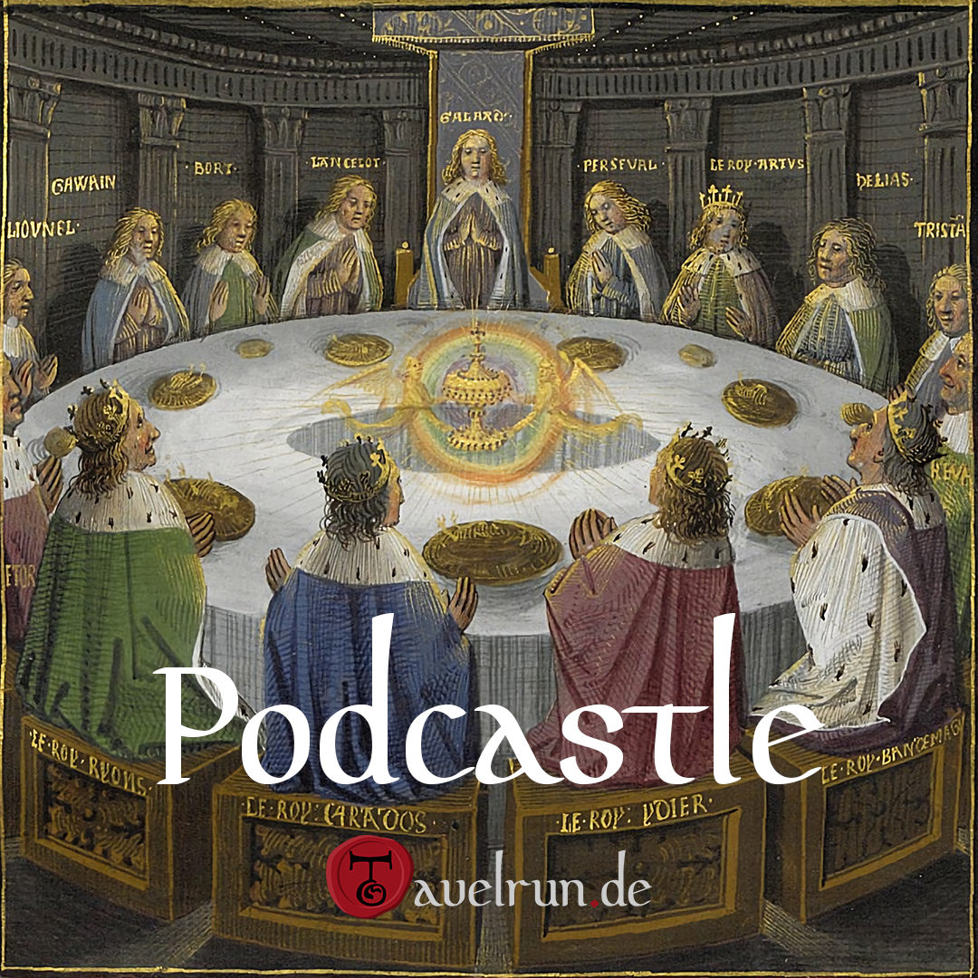 Logo Podcastle Pfeffer Font und Tavelrunden Schriftzug Hell V